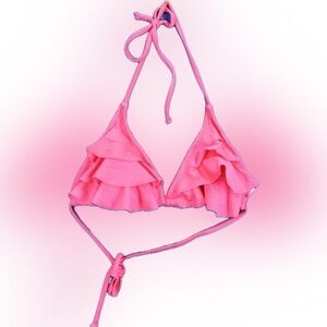 Xhiliration Neon Pink Ruffled Bikini Top